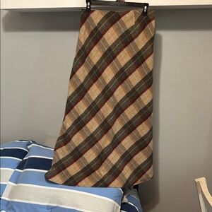 Plaid A-Line Skirt - Brown and Red